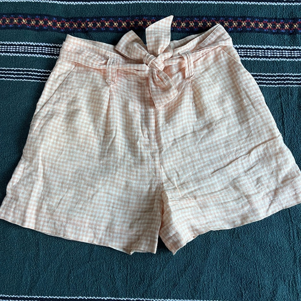 Sezane Lucas Peach Gingham Shorts